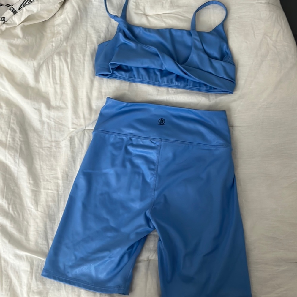 Saje sparkly blue workout set. NEVER WORN